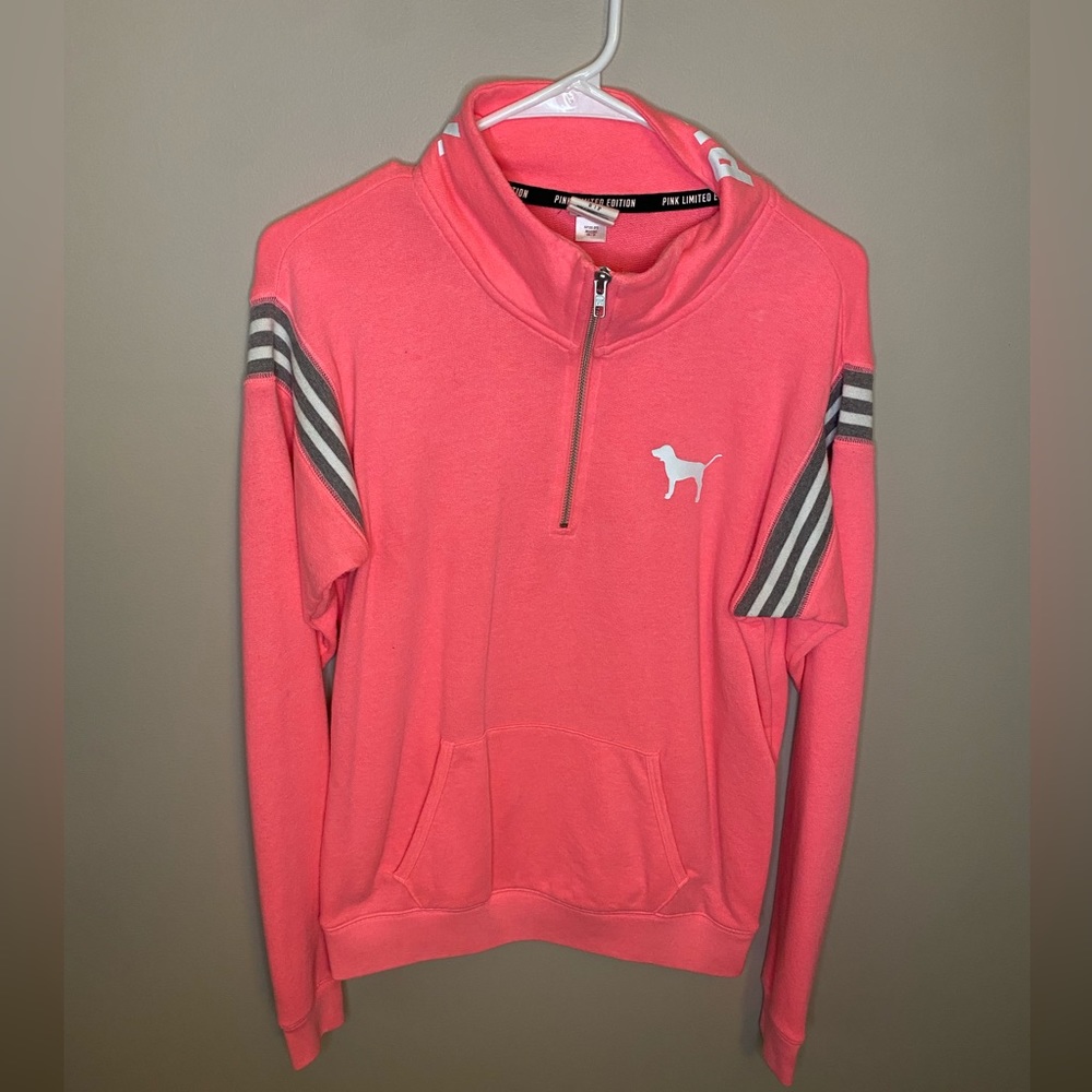 VICTORIA SECRET PINK, hot pink, quarter zip, size small